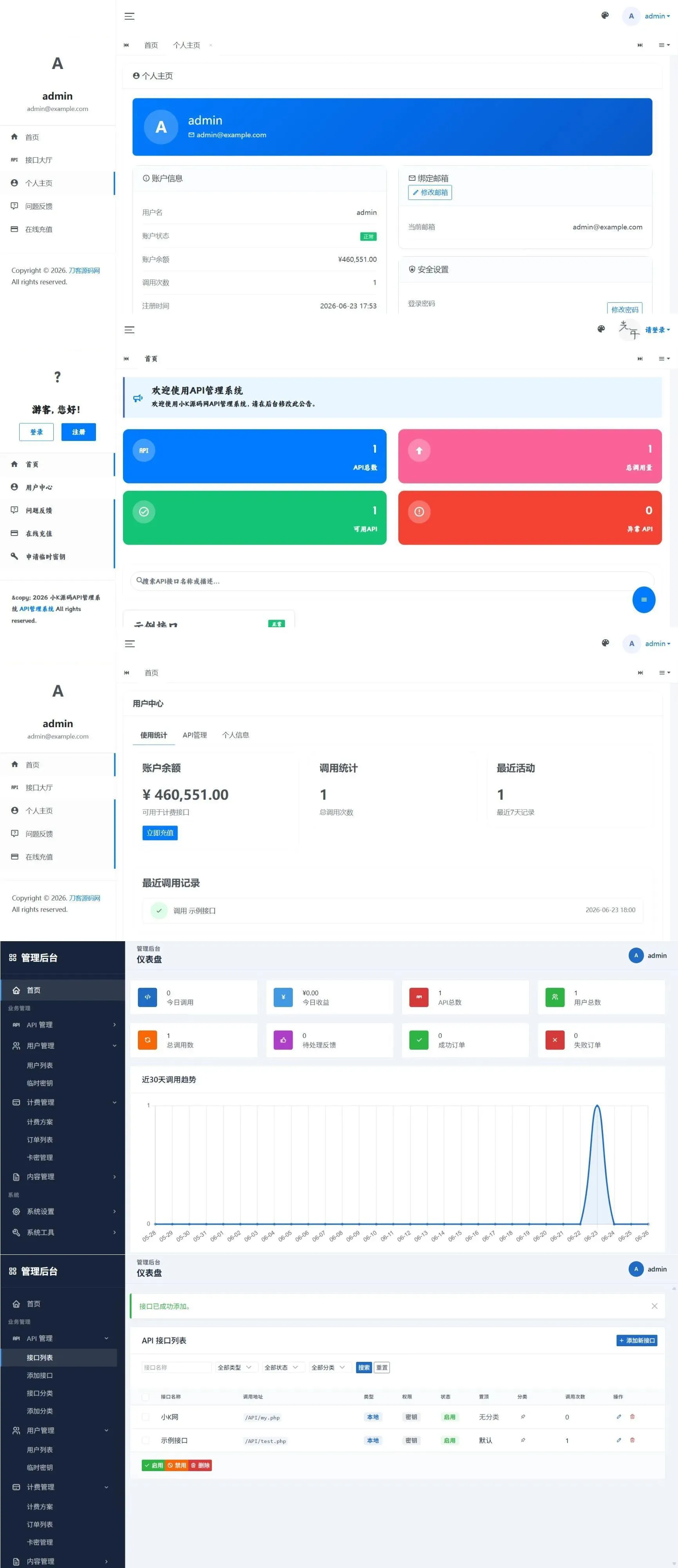 最新更新API管理系统源码 API计费 全开源-萧然源码网